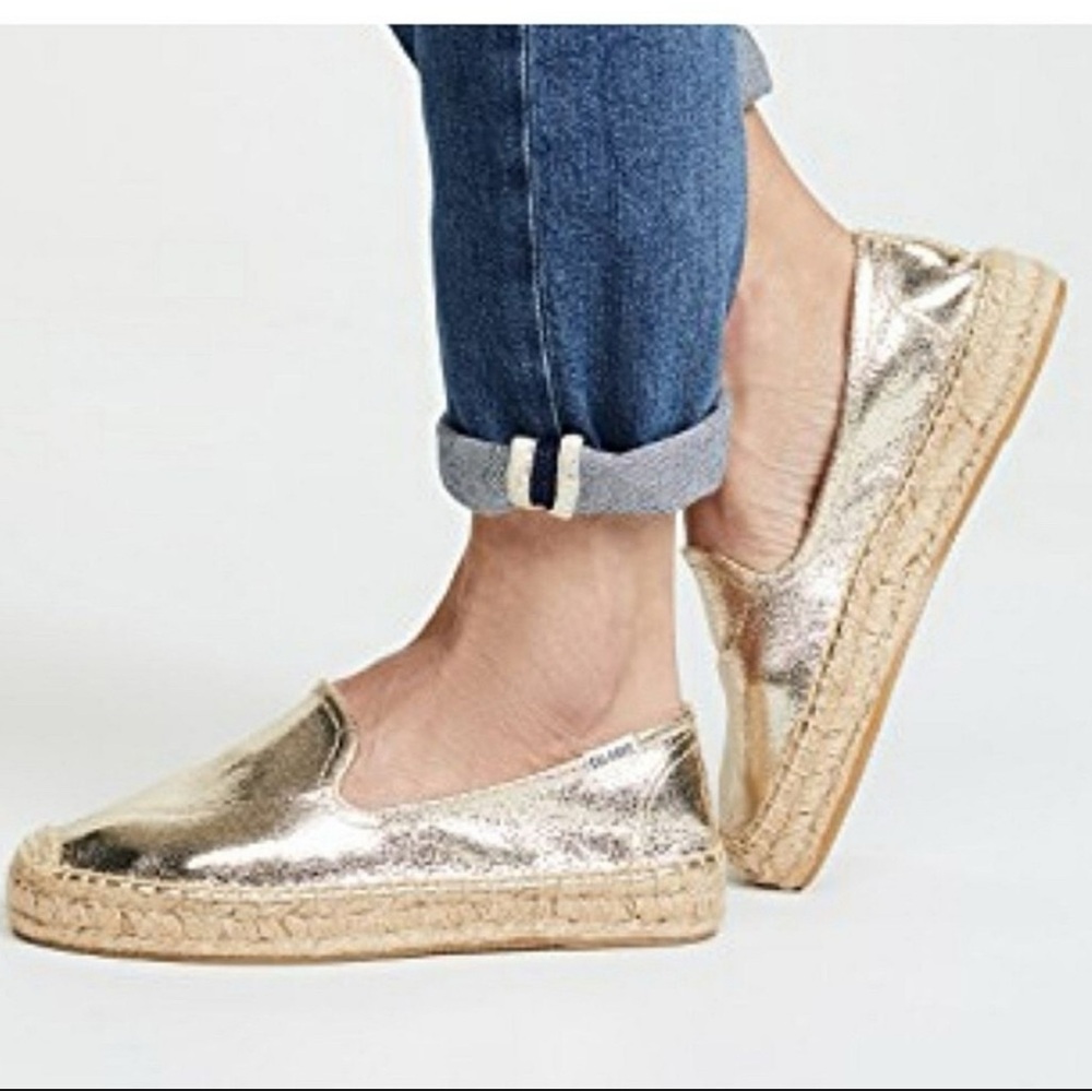Gold Espadrille Slip-On Shoes / Smoking Slippers